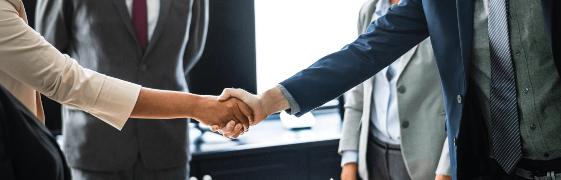 Geschäftspartner schütteln sich die Hand — One Pass GmbH Partner
